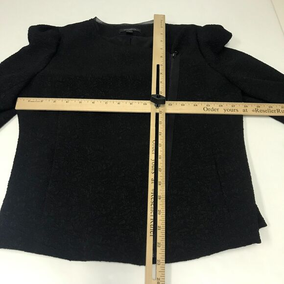 Ann Taylor Blazer Womens 8 Black Textured Fabric Moto Zip Front Pockets Modern - Picture 8 of 10